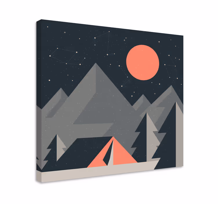 Landskaps lerretsbilde fjellcamping scene - Tenstickers