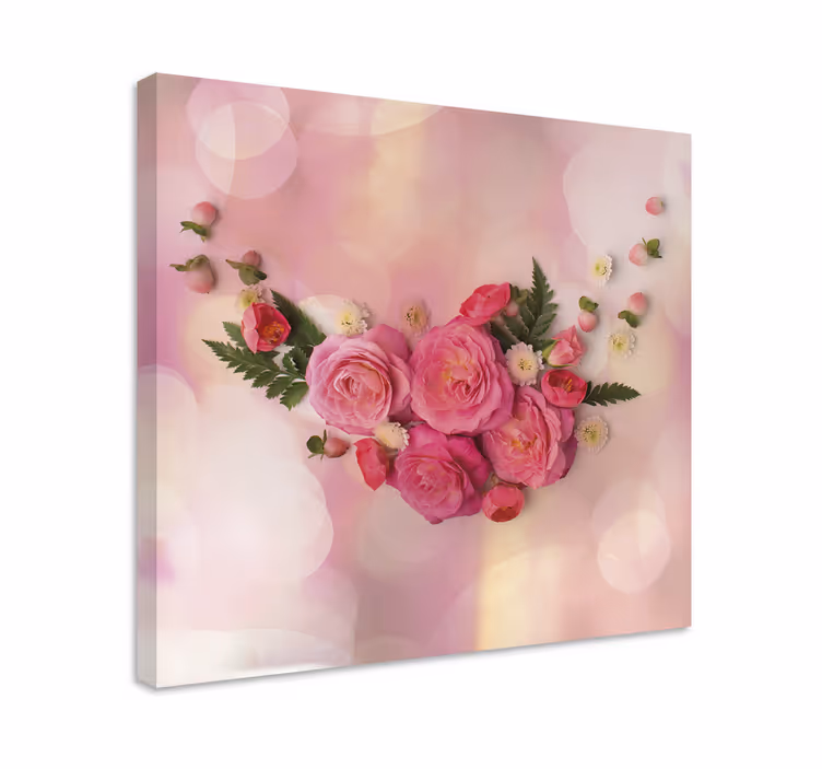 Blomst lerretsbilde rosa blomsterbukett - Tenstickers