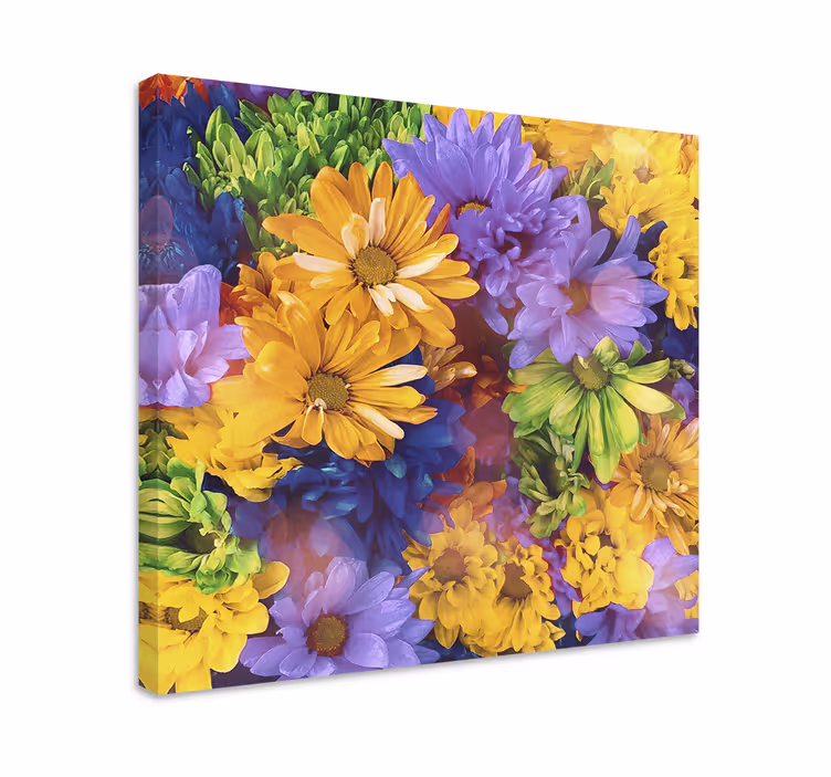 Blomst lerretsbilde fargerik blomsteroppsats - Tenstickers