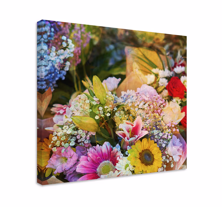 Livet blomsterkomposisjon blomst lerretsbilde - Tenstickers