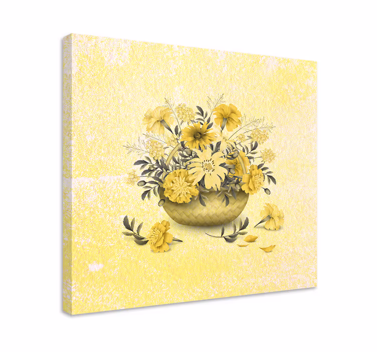 Blomst lerretsbilde gult blomsterarrangement - Tenstickers