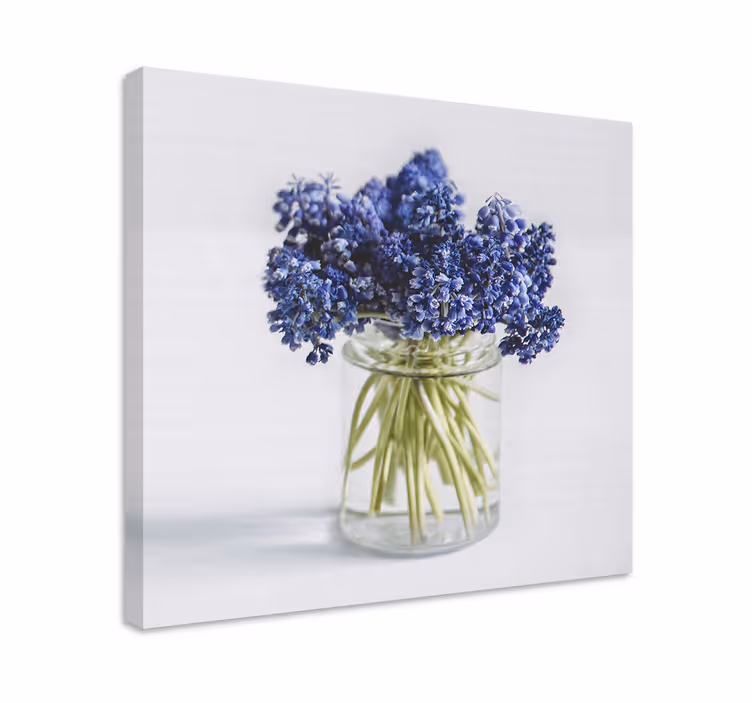 Blomst lerretsbilde blå blomsterbukett - Tenstickers
