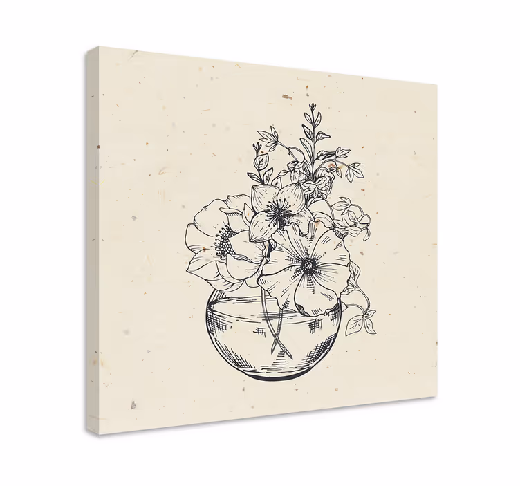 Blomsterskålarrangement blomst lerretsbilde - Tenstickers