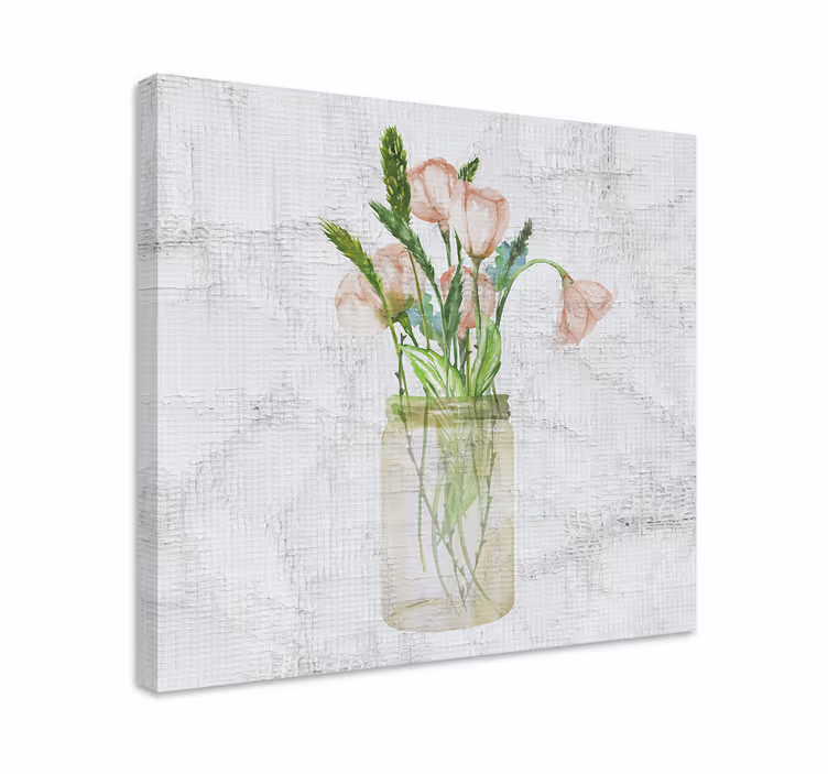 Blomst lerretsbilde rosa blomsterkrukke - Tenstickers
