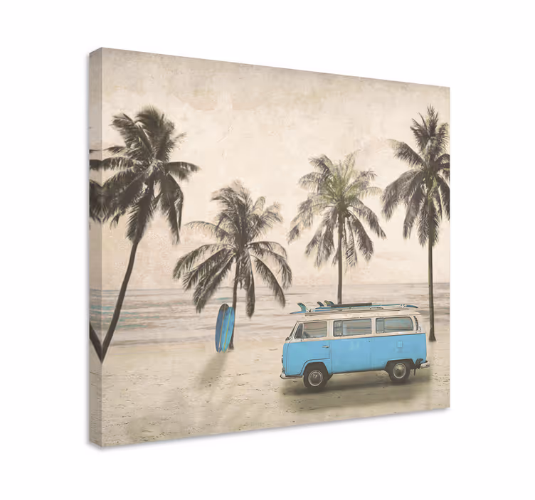 Lerretsbilde tilpasset vintage surfebil - Tenstickers