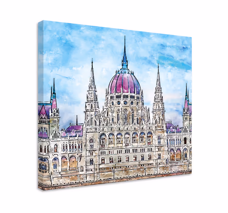 Budapest parlament byer lerretsbilde - Tenstickers