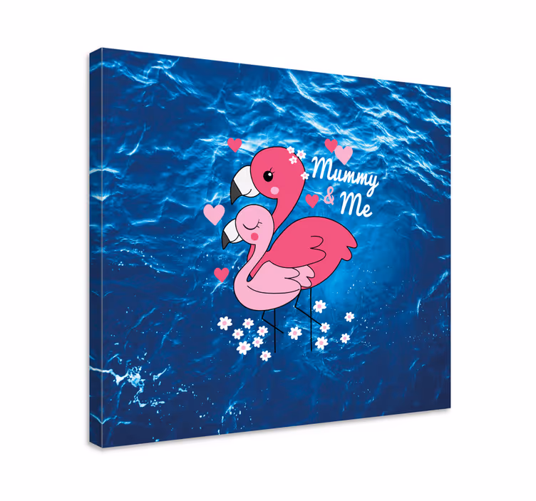 Mamma og meg flamingoer lerretsbilde dyr og insekter - Tenstickers