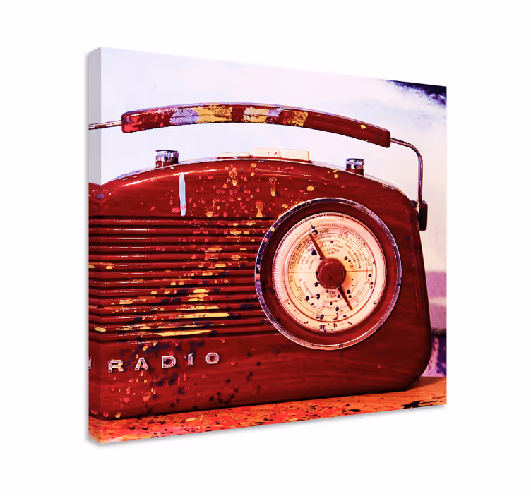 Rød vintage radio lerretsbilde vintage - Tenstickers