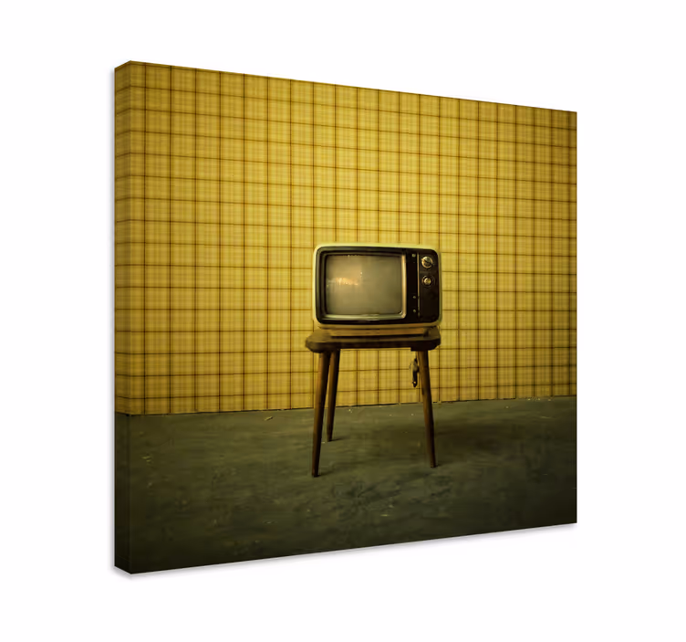 Lerretsbilde vintage retro tv-stativ - Tenstickers