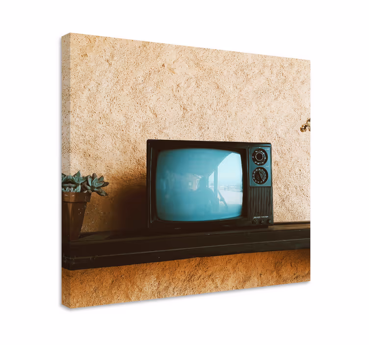Original gammel vintage tv lerretsbilde stue - Tenstickers