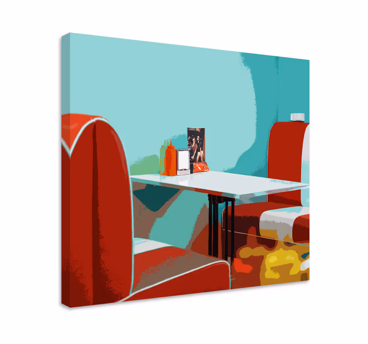 Retro vintage restaurant lerretsbilde stue - Tenstickers