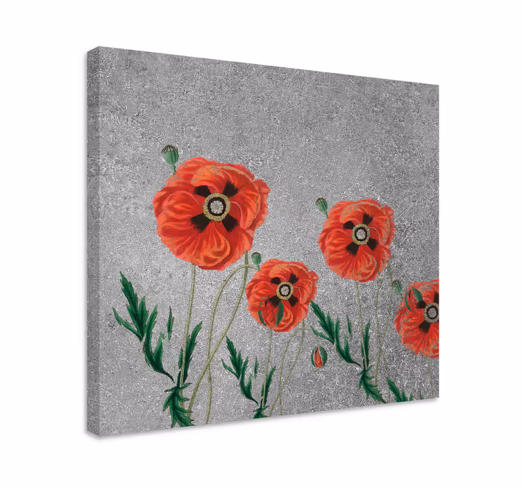 Blomst lerretsbilde med livlige valmueblomster - Tenstickers