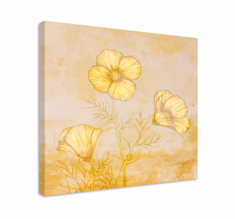 Blomst lerretsbilde gylden blomstersammensetning - Tenstickers