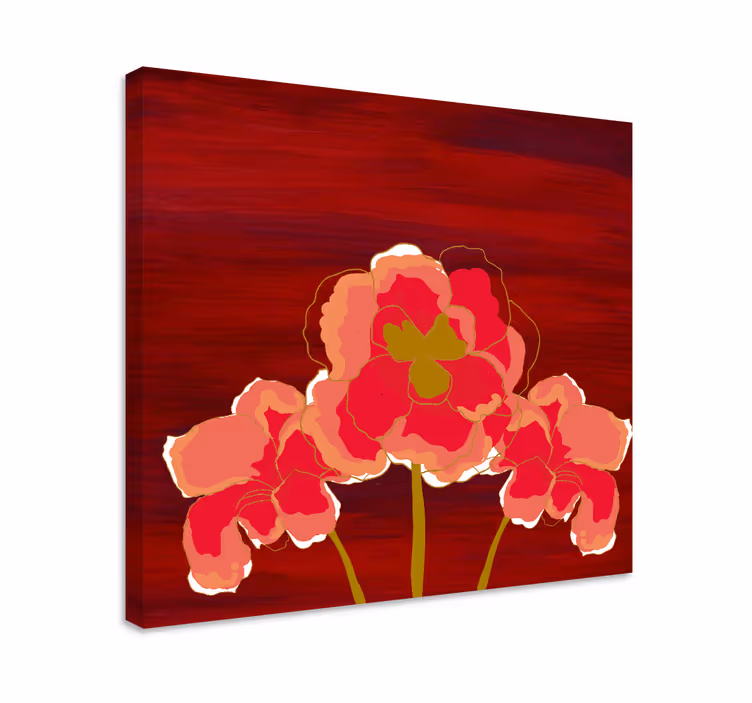 Blomst lerretsbilde med livlige blomstertrio - Tenstickers