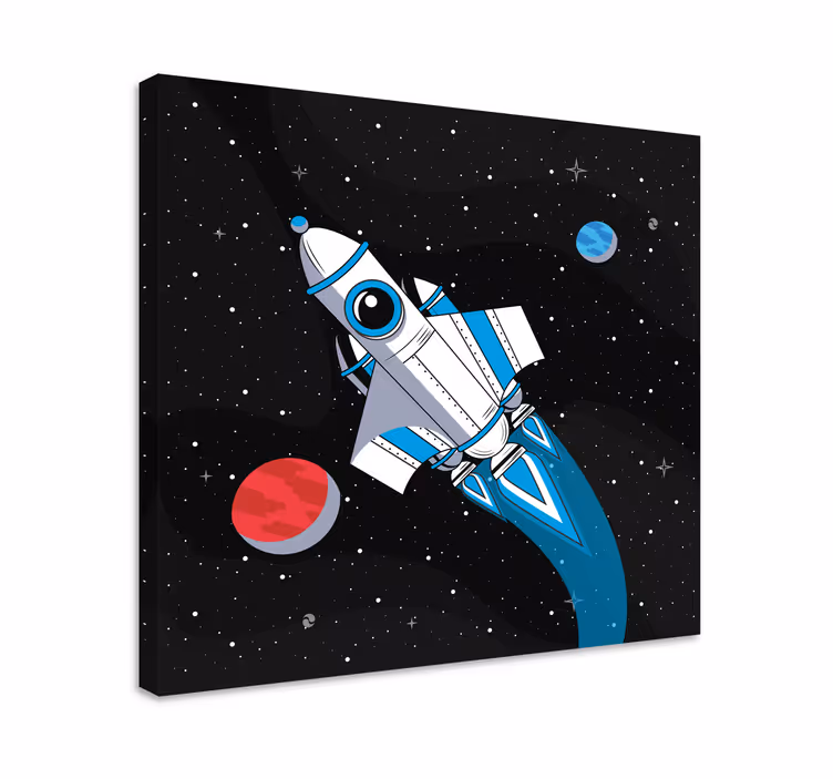 Rocket in space videospill lerretstrykk - Tenstickers