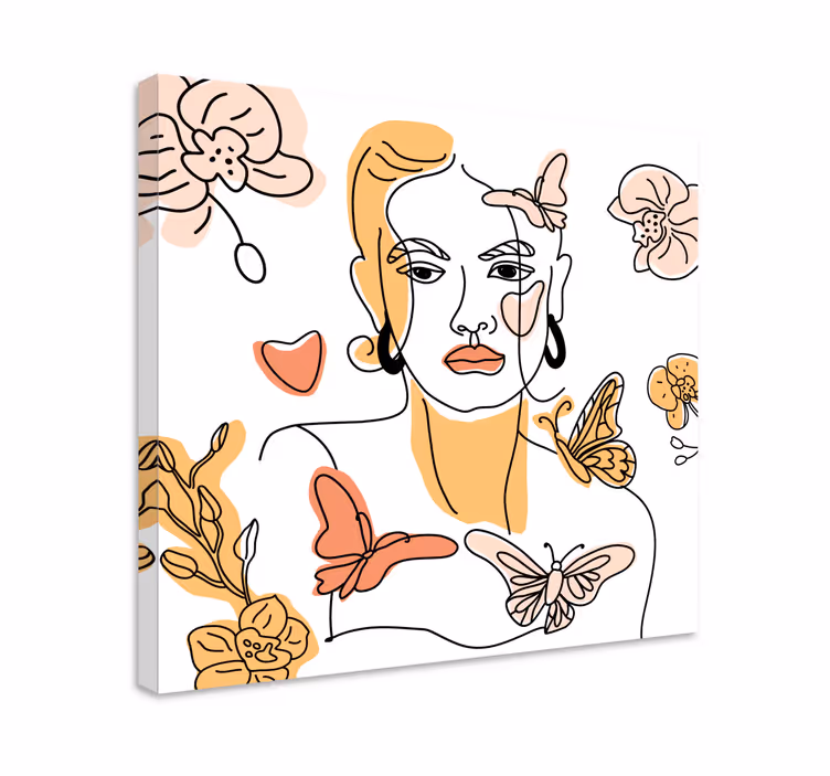 Blomst lerretsbilde stilisert blomsterportrett - Tenstickers