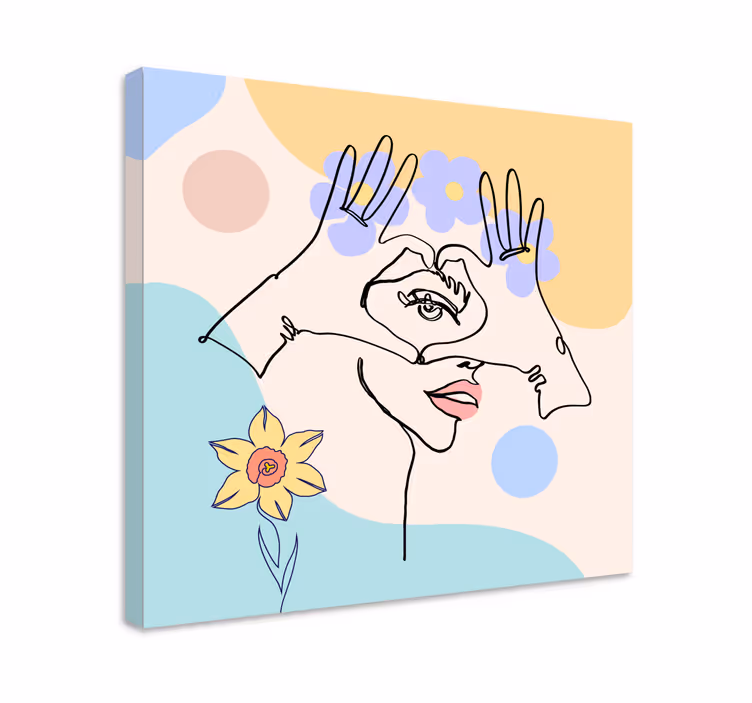 Abstrakt håndlinjearbeid kunst lerretsbilde - Tenstickers