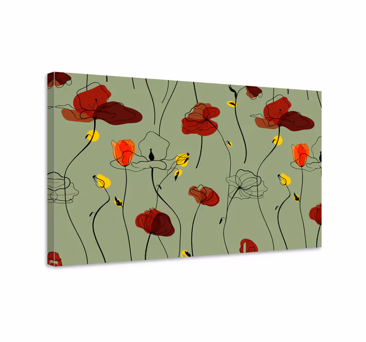 Blomst lerretsbilde med valmueblomster mønster - Tenstickers