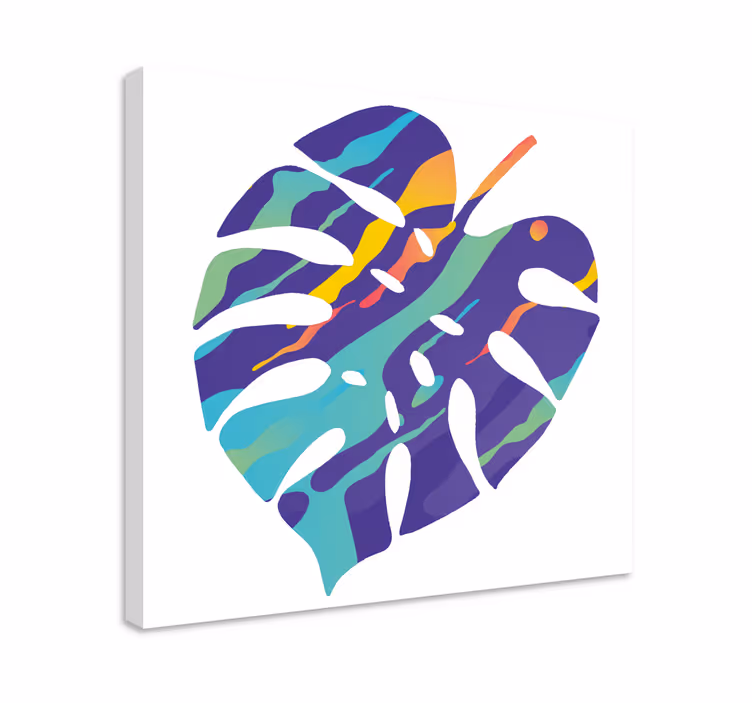 Fargerik blad abstrakt kunst lerretsbilde geometrisk - Tenstickers