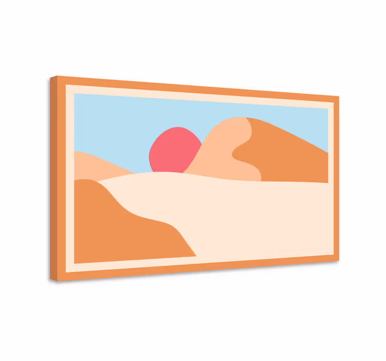 Fjell og sol abstrakt kunst lerretsbilde geometrisk - Tenstickers