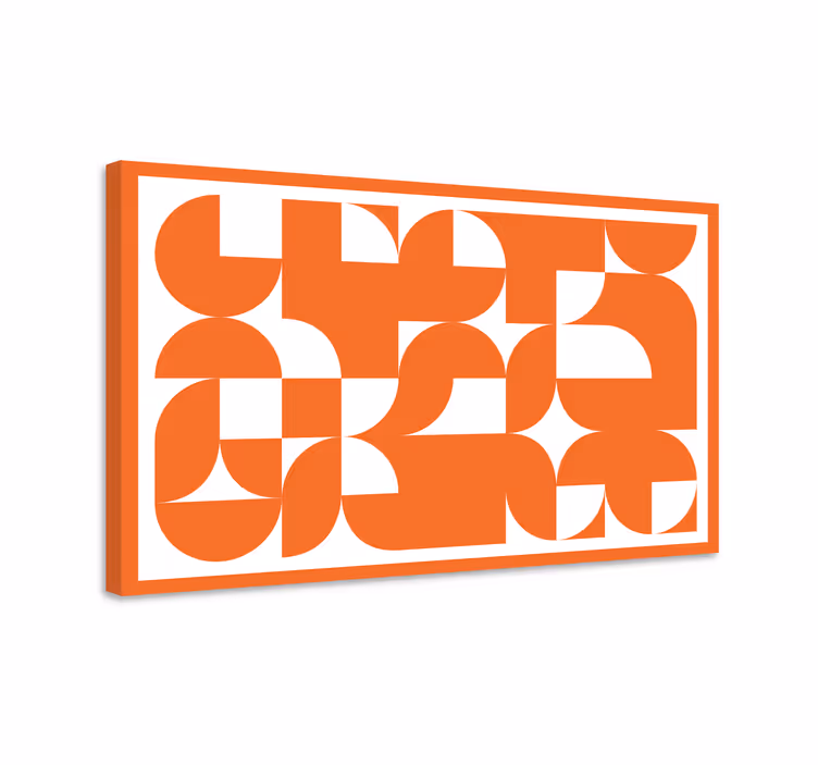 Oransje abstrakt kunstmønster lerretsbilde geometrisk - Tenstickers