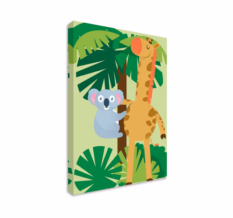 Koala og giraff dyr lerretsbilde - Tenstickers