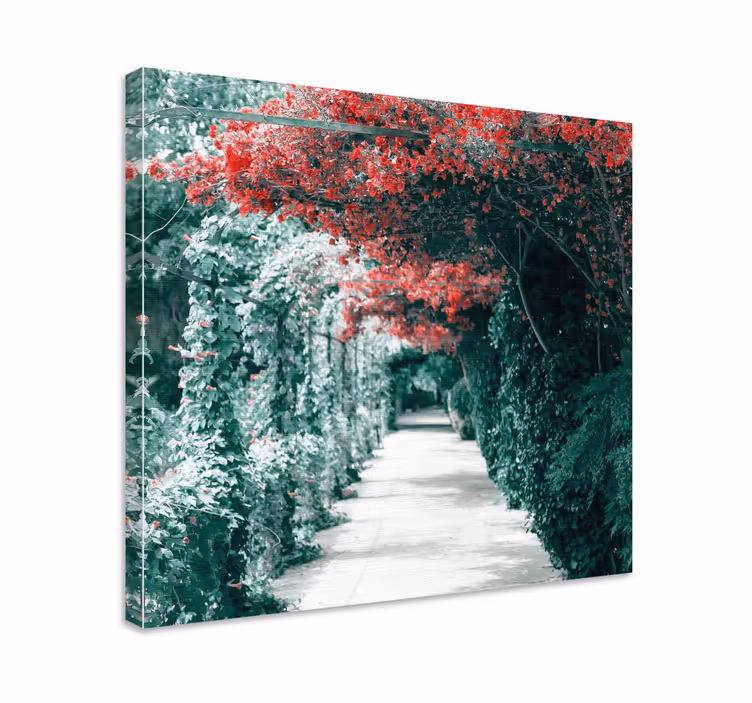 Vibrant floral pathway blomst lerretsbilde - Tenstickers