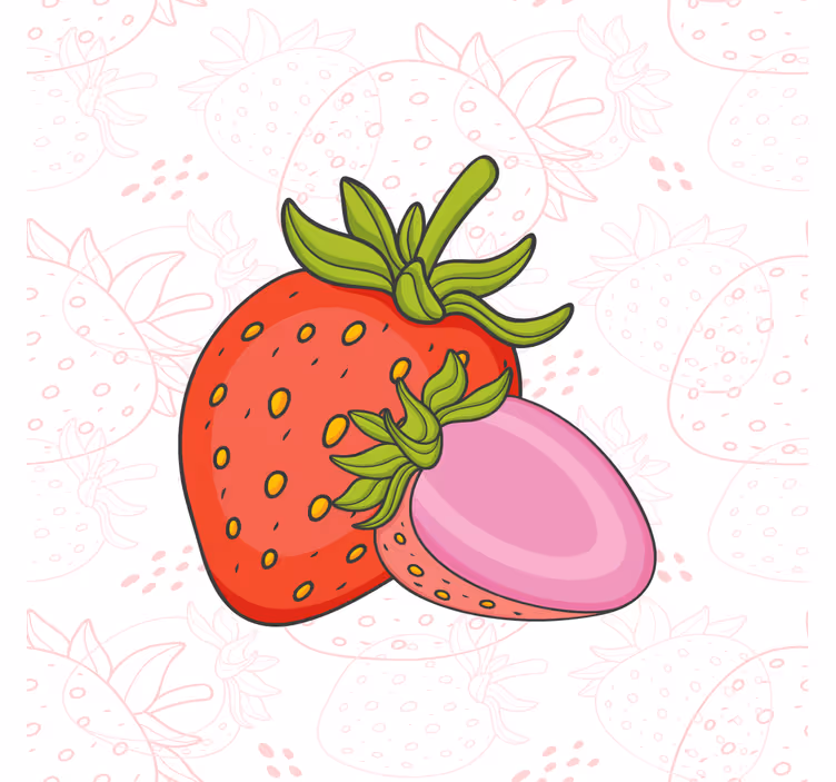 Sømløse røde og rosa jordbær lerretsbilde frukt stillbilder - Tenstickers
