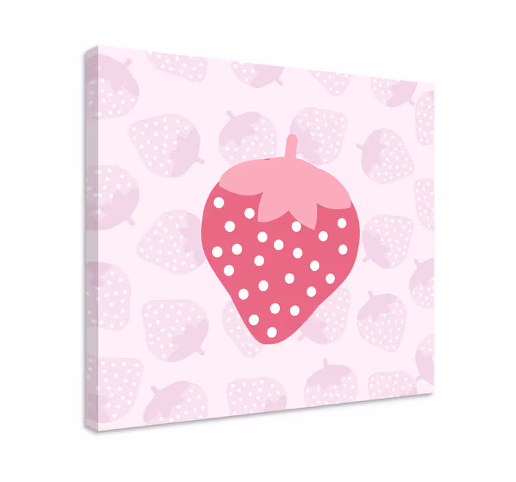 Moderne rosa jordbær rosa bakgrunn lerretsbilde frukt stillbilder - Tenstickers