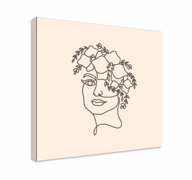 Silhuett minimalistisk søt kvinne lerretsbilde blomster - Tenstickers