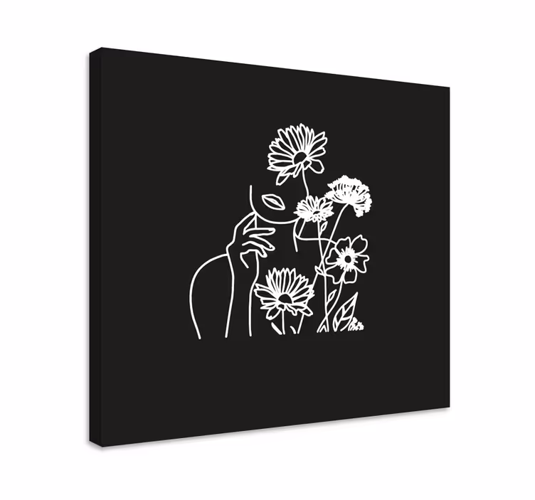 Blomst lerretsbilde minimalistisk blomsterlinjeart - Tenstickers