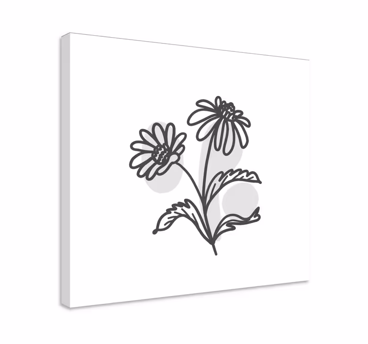 Blomst lerretsbilde med linjetegning av blomster - Tenstickers