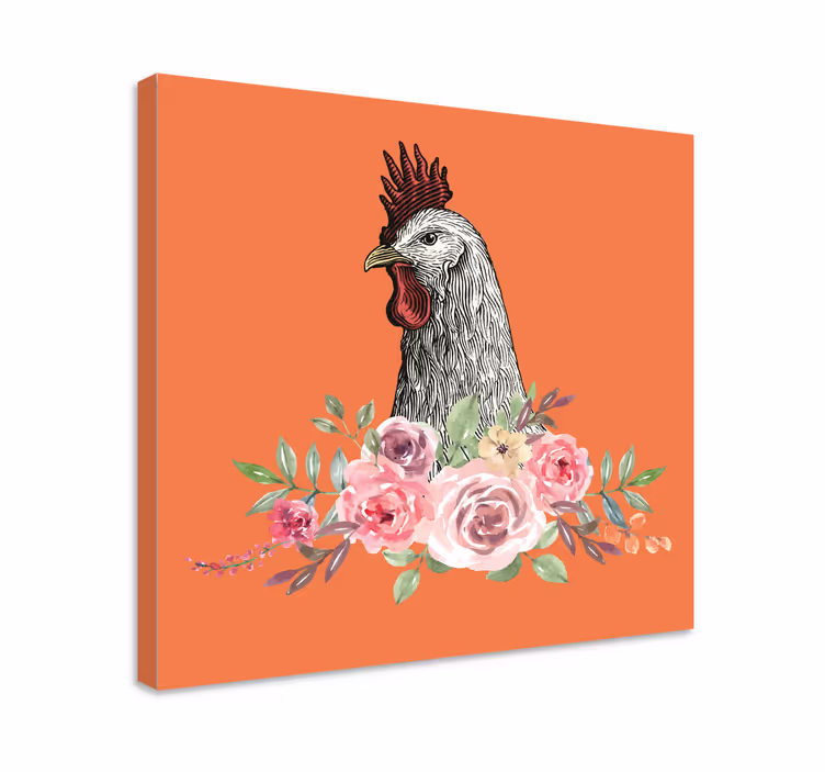 Dyr lerretsbilde hane med blomster - Tenstickers