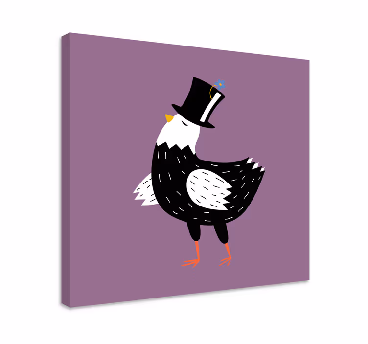 Dapper fugl med hatt fugle lerretsbilde - Tenstickers