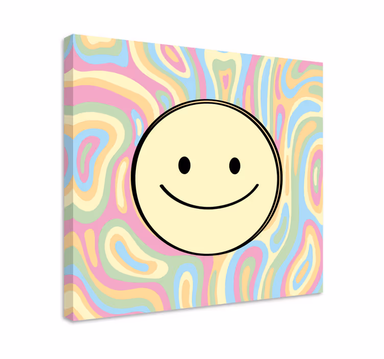 Fargerikt slipsfargestoff smilefjes lerretsbilde kunst - Tenstickers
