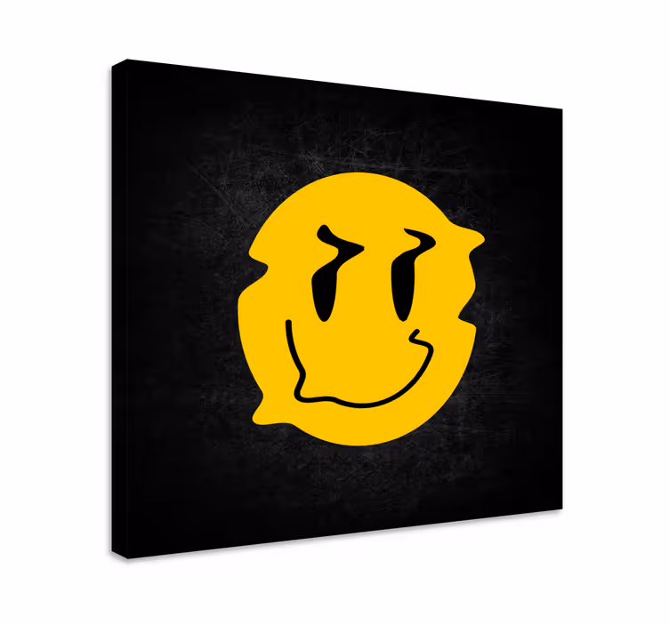 Lerretsbilde tekster glad smilende ansikt - Tenstickers
