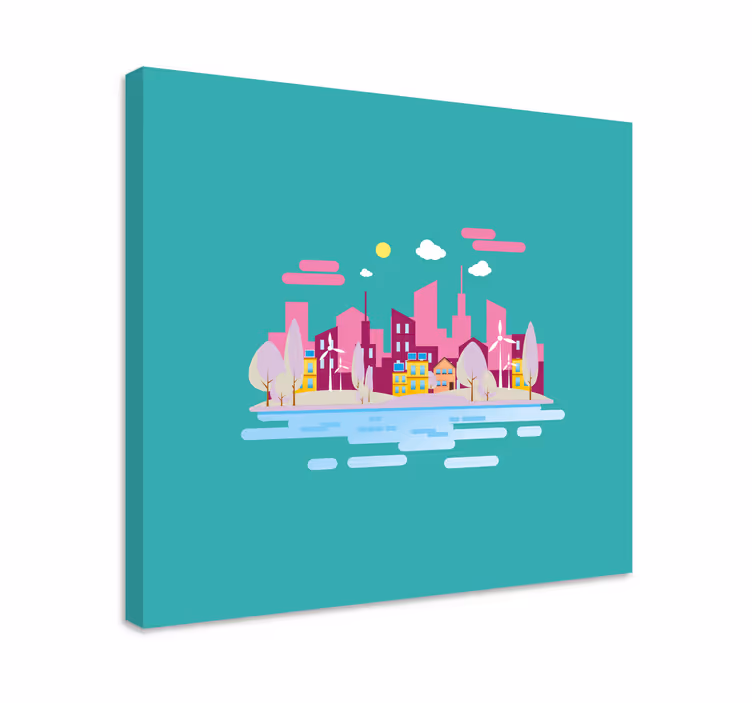 Rosa by med hav lerretsbilde spedbarn - Tenstickers