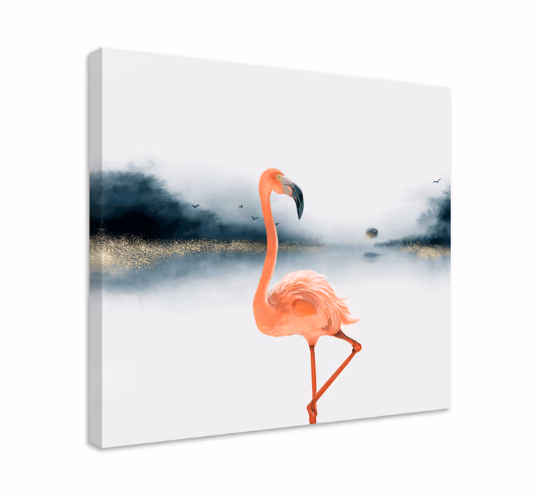 Elegant flamingo landskaps lerretsbilde - Tenstickers