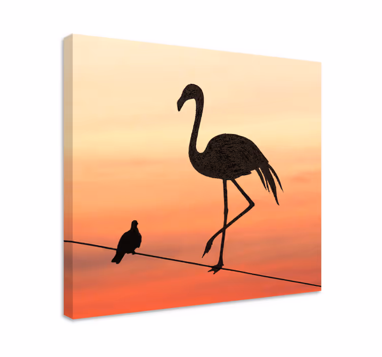 Flamingo og fugledesign lerretsbilde resepsjon - Tenstickers