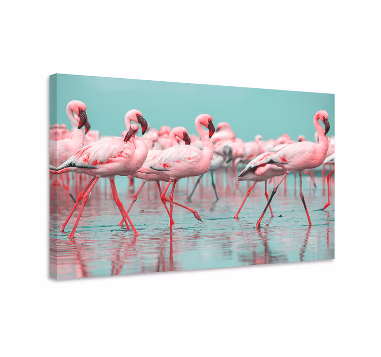 Flamingosamling dyr lerretsbilde - Tenstickers