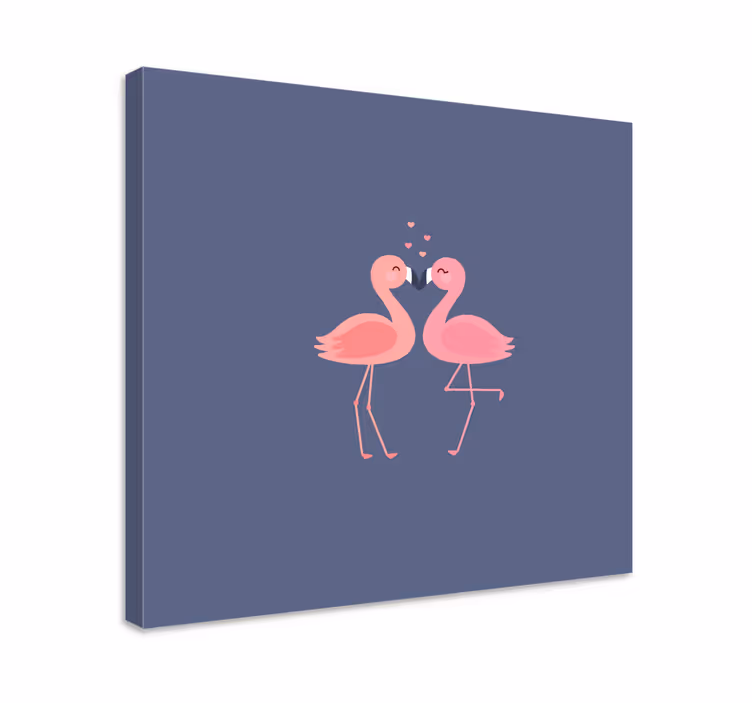 Flamingoer som danner et hjerte lerretsbilde resepsjon - Tenstickers