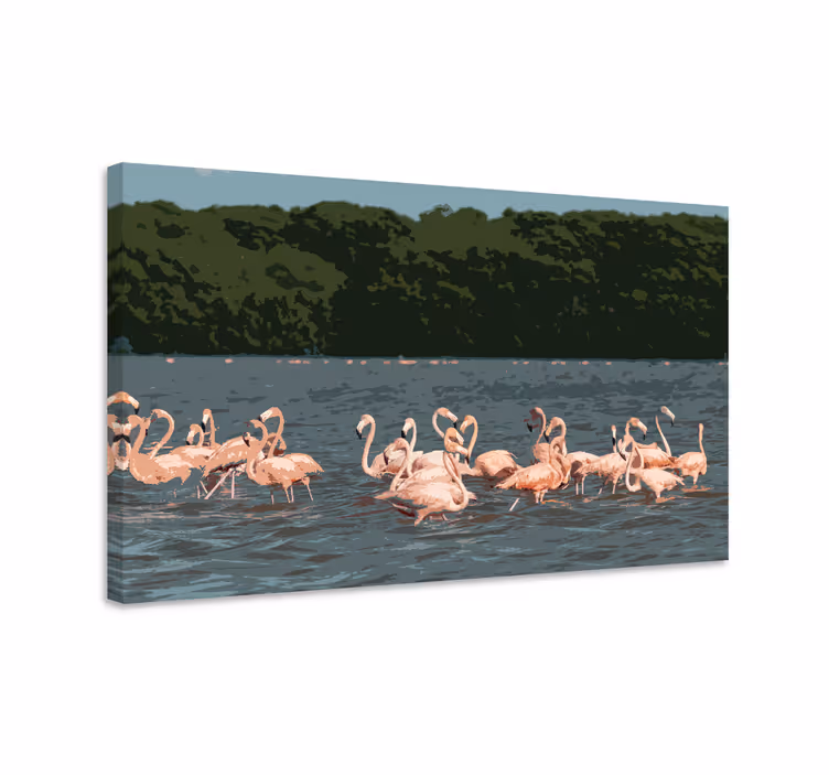 Fugle lerretsbilde flamingo flokkformasjon - Tenstickers