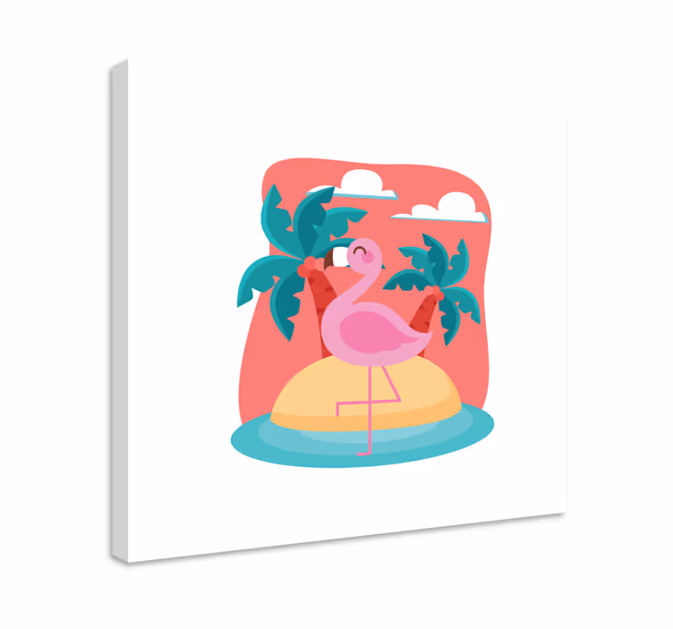 Flamingo på øy dyr lerretsbilde - Tenstickers