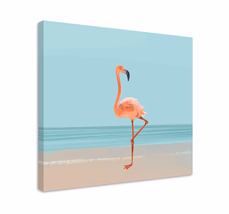 Fugle lerretsbilde i grasiøs flamingo posisjon - Tenstickers