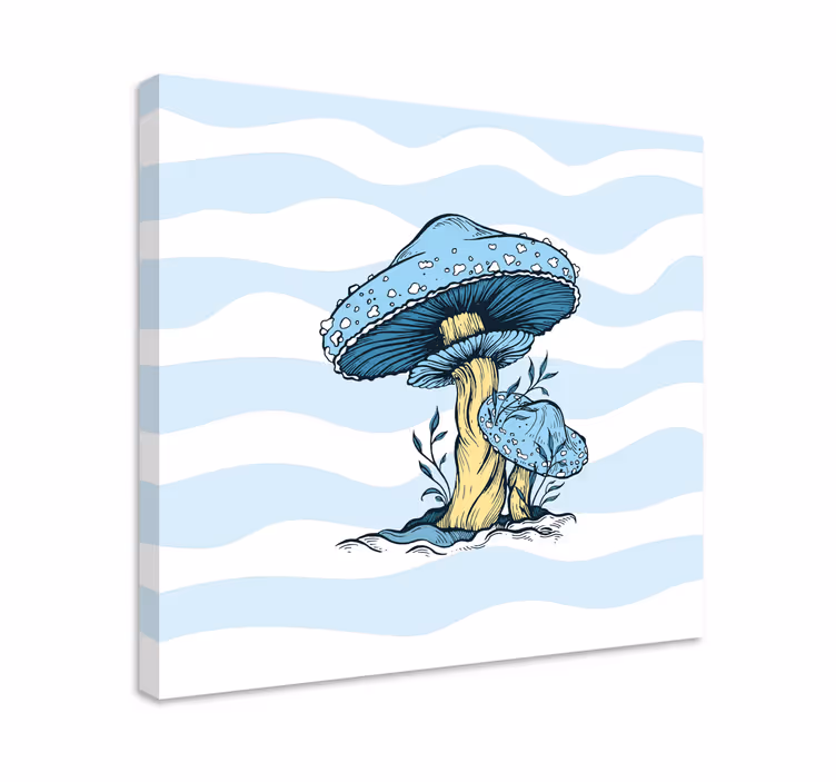 Blå mashroom illustrasjon lerretsbilde kjøkken - Tenstickers
