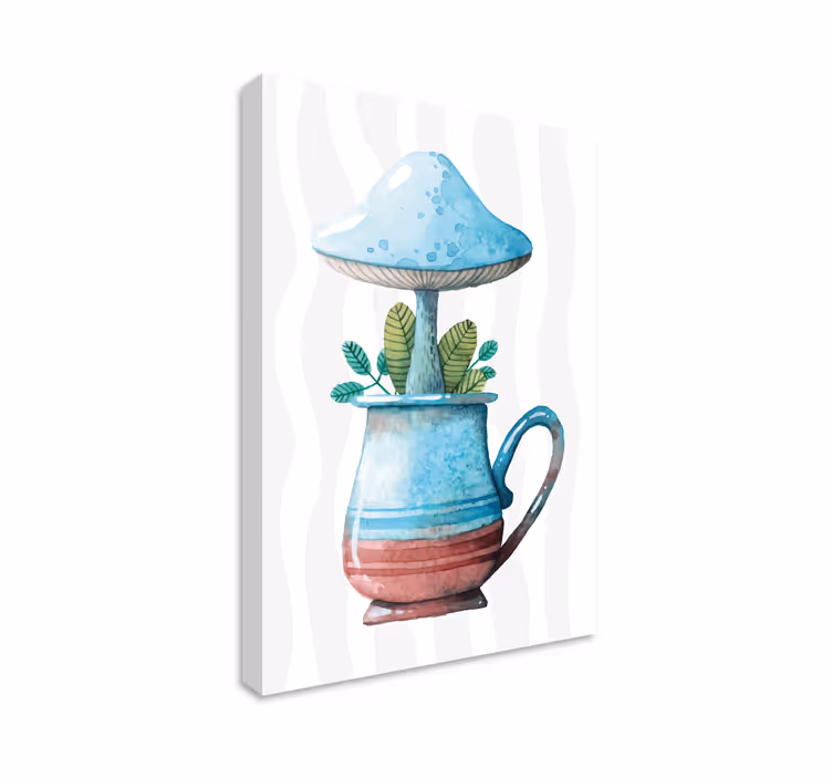Sopp i kopp blomst lerretsbilde - Tenstickers