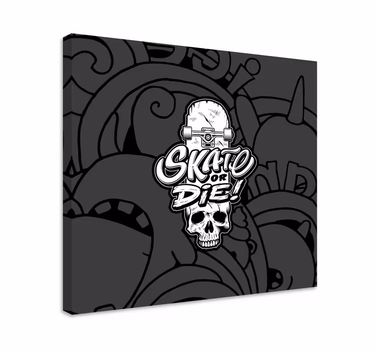 Sport lerretsbilde med skateboardhodeskalle design - Tenstickers
