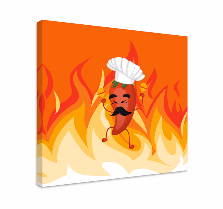Lerretsbilde tekster dansende chili kokk - Tenstickers