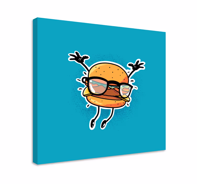 Lerretsbilde tekster happy burger figur - Tenstickers
