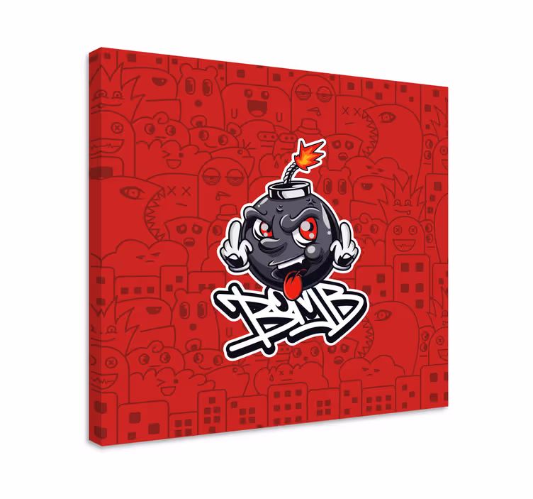 Lerretsbilde tekster tegneserie bombe emoji - Tenstickers